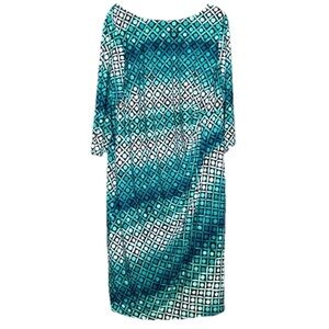 Jessica Howard Blue and White Sheath Dress 3/4 Sleeve Size 20W